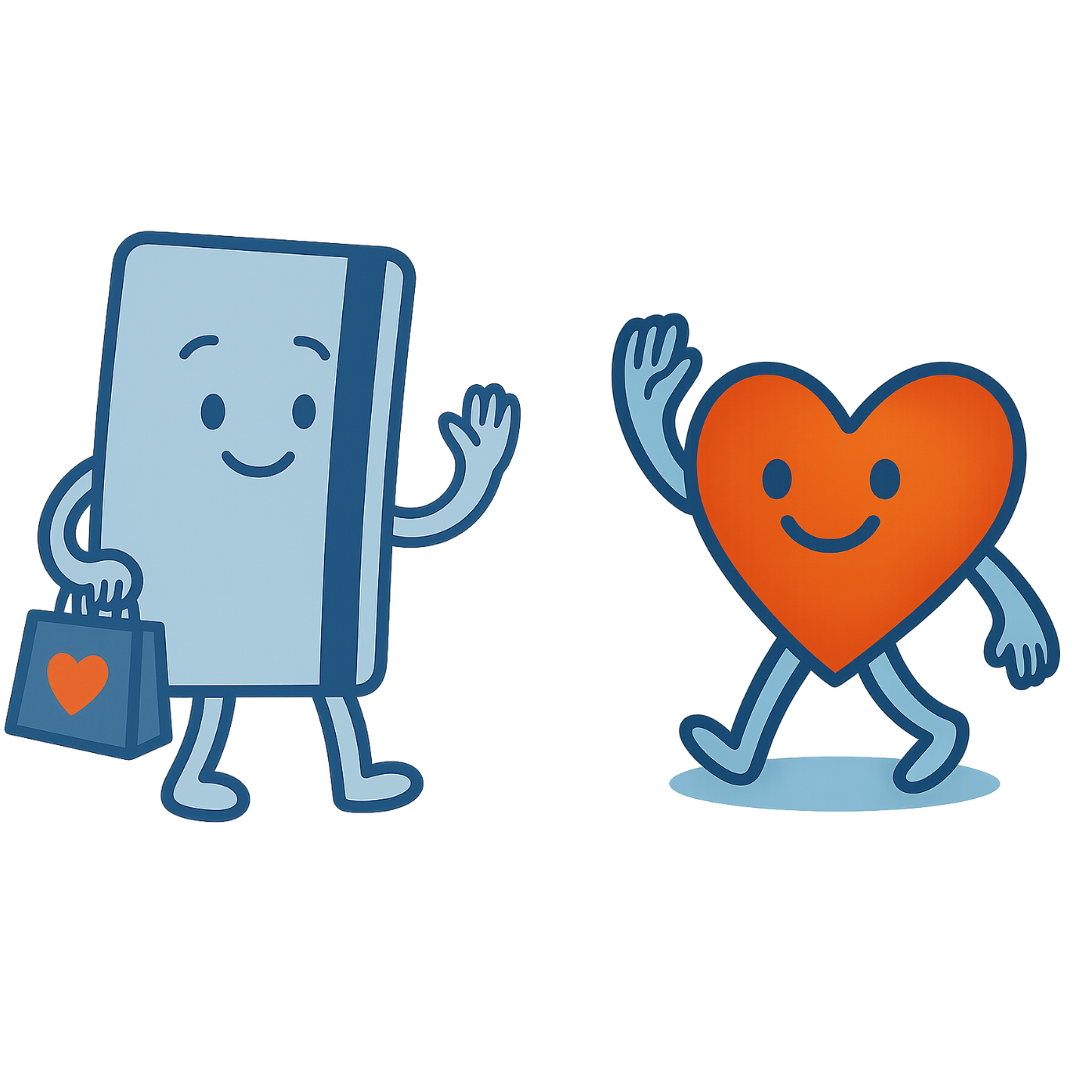 Fundy and Charity, the Forever Funding mascots, waving together